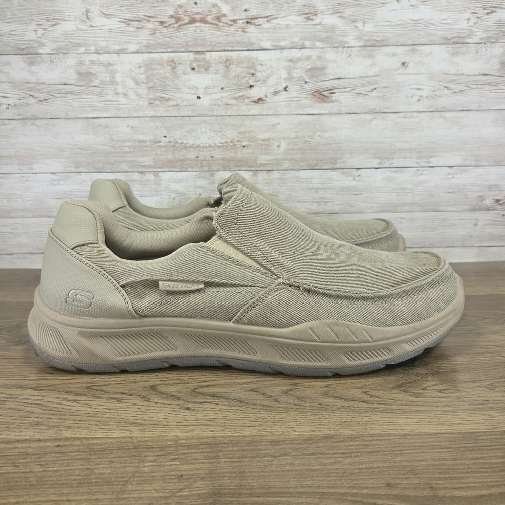 Skechers Men's Cohagen Memory Foam Slip On Canvas Shoes Taupe Size 13